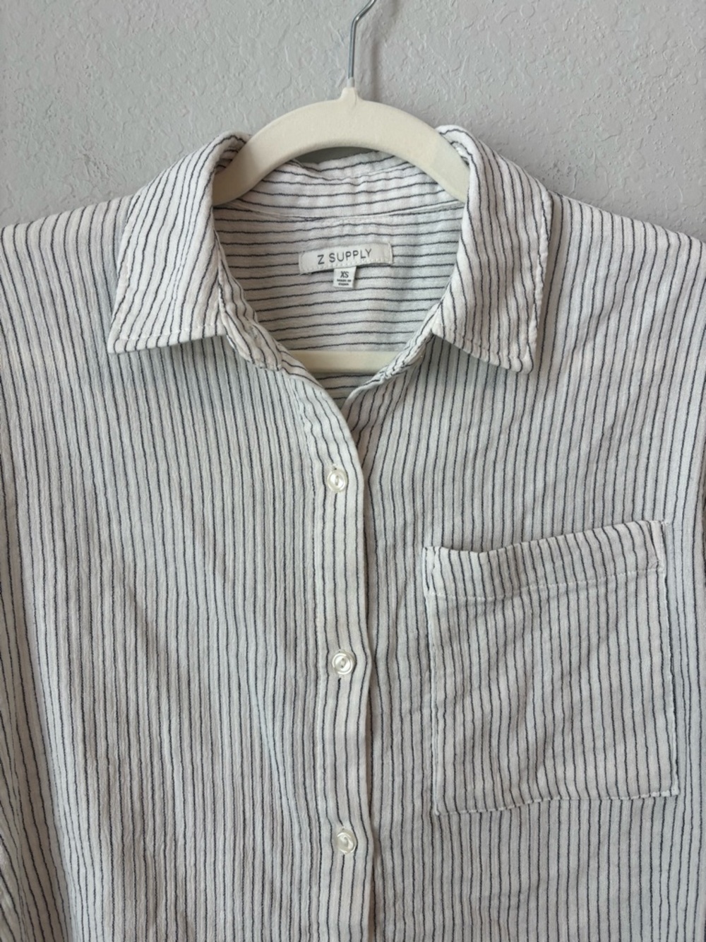 Z Supply Del Mar Striped Cream Shirt - Picture 7 of 9